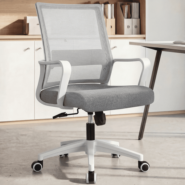 NEO CHAIR Office Chair Gaming Desk Computer Chair Ergonomic Mesh Mid Back with Wheels Lumbar Support Comfy Swivel Adjustable for Home (Grey)