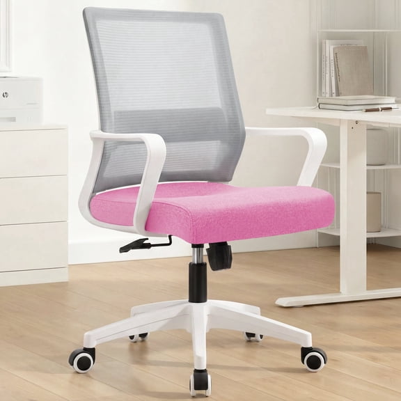 NEO CHAIR Office Computer Desk Chair Mid-Back Mesh Wide Seat, Pink