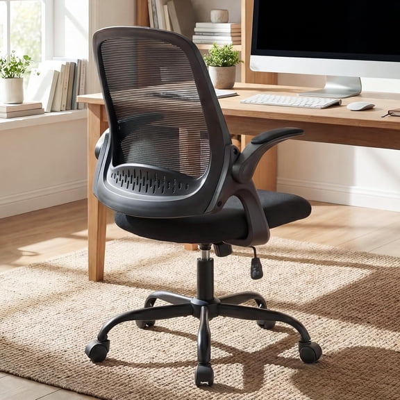 NEO Chair Office Chair Gaming Desk Computer Mesh Ergonomic Chair with Flip-up Arms Comfy Lumbar Support Adjustable Height Rolling Wheels Chair for Home Office (Black)