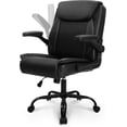 thumbnail image 1 of NEO CHAIR Office Desk Computer Chair Ergonomic Executive Mid-Back Leather Gaming Chair with Adjustable Flip-Up Armrests Wheels Swivel for Home Study Task (Jet Black), 1 of 9