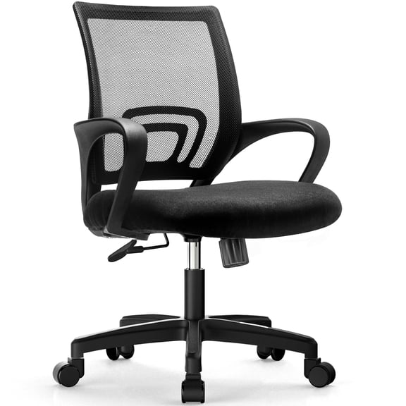 NEO CHAIR Office Desk Computer Chair Ergonomic Mesh Gaming Cushion Seat with Comfy Lumbar Mid Back Support Adjustable Height Swivel Rolling Wheels for Home Task (Mesh Black)