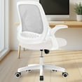 thumbnail image 1 of NEO CHAIR White Office Chair, Flip-up Padded Armrests Desk Chair, Ergonomic Back Support, Ivory, 1 of 9