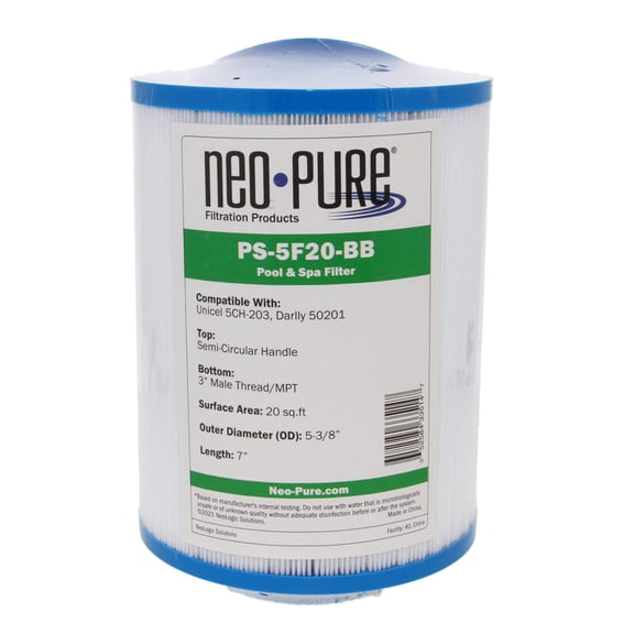 NEO-PURE PS-5F20-BB POOL AND SPA FILTER, 5-3/8" X 7, - BLU/WHITE