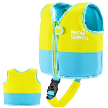 NEO-SPLASH Toddler Swim Vest, Neoprene Life Jacket for Kids Ages 1-3 (24.3-41.8 lbs), Yellow Blue