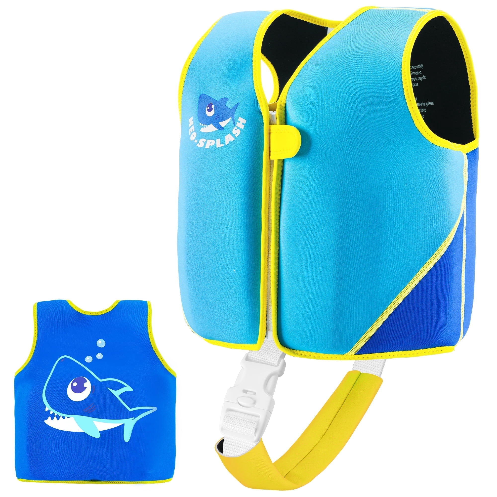 NEO-SPLASH Toddler Swim Vest, Neoprene Life Jacket for Kids Ages 3-6 (41.8-66.1 lbs), Blue Shark