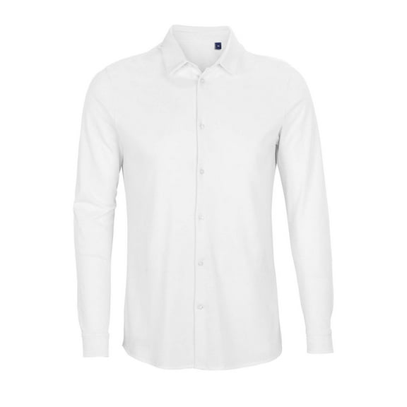 NEOBLU Mens Basile Piqué Natural Long-Sleeved Shirt