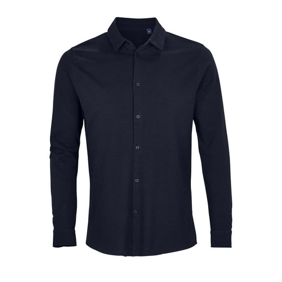 NEOBLU Mens Basile Piqué Natural Long-Sleeved Shirt