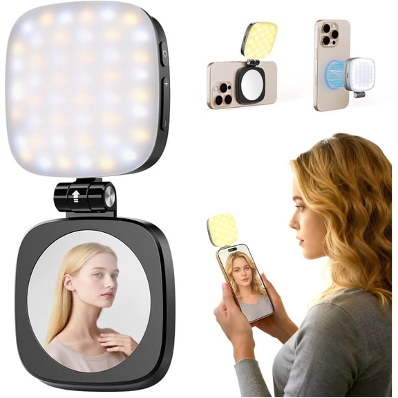 NEOFDC for Magnetic Phone Light, Mini Ring Light for Phone with 5 Color Temps & 360 Rotation, USB-C Rechargeable Selfie Light for iPhone 12-17 Android, Perfect for Live Streaming, Makeup