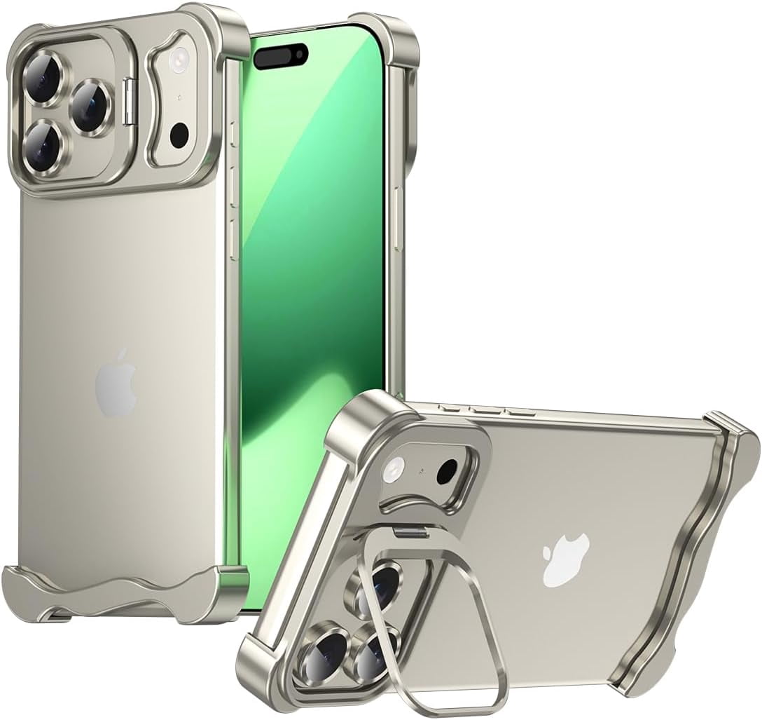 NEOFDC for iPhone 17 Pro Max Borderless Case, Aluminum Metal Frameless ...