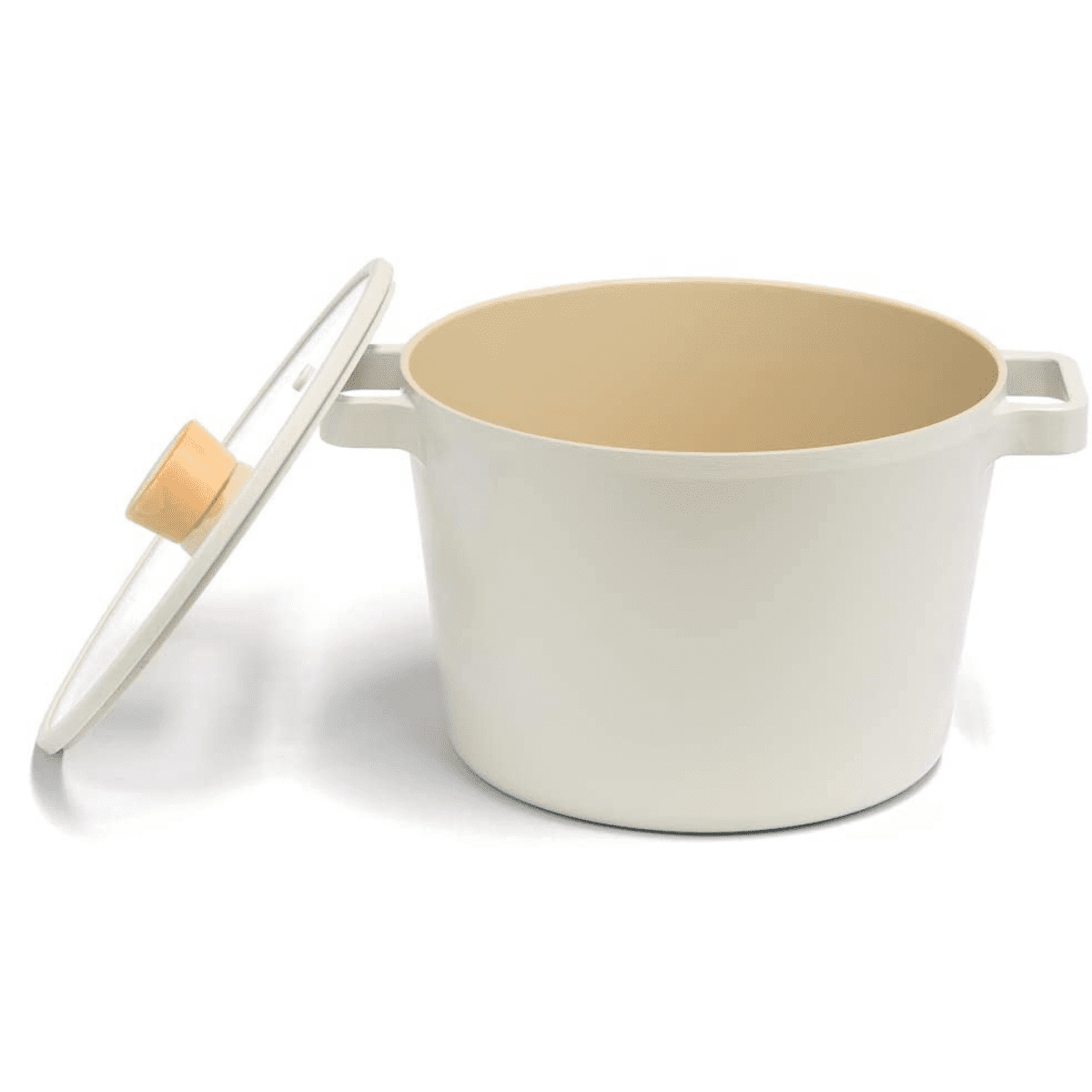Fika 4.9qt Off-White Ceramic Stock Pot with Glass Lid