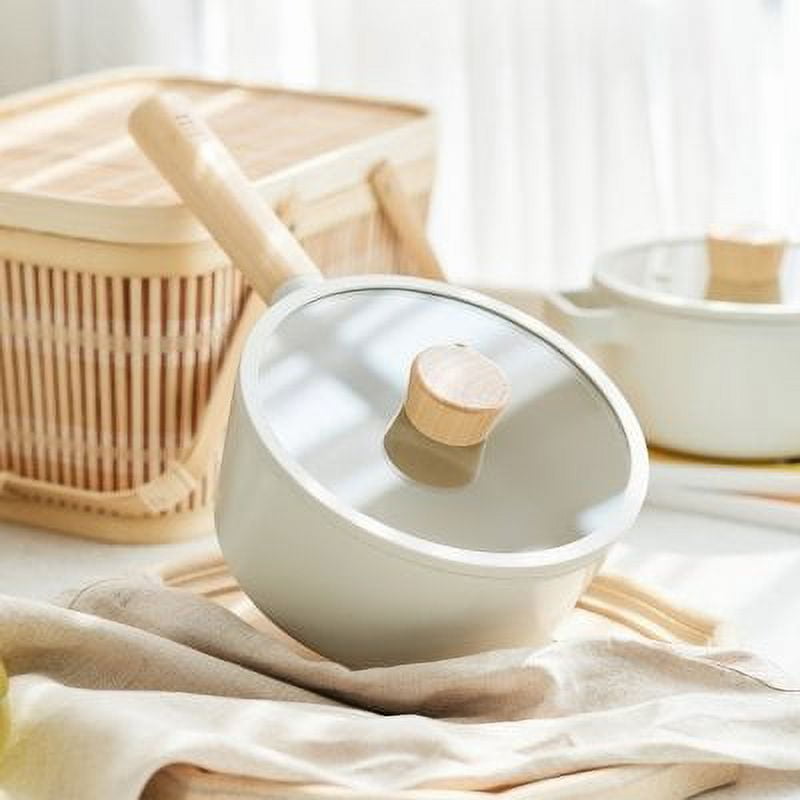 NEOFLAM FIKA Stock Pot for Stovetops and Induction | Wood Handle and Glass  Lid | Made in Korea (8.5 / 2.7 qt)
