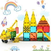 NEOFORMERS Magnetic Tiles Builder 50-Piece Magnetic Construction Set,Magnetic Building Blocks STEM Toys