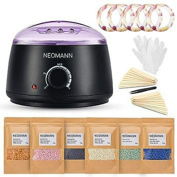 NEOMANN Waxer II Deluxe Waxing Kit for Hair Removal - Non-Sticky, Teflon-Coated - Wax Warmer for Women