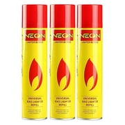 NEON 10.14 oz Lighter Gas Refill Butane Universal Fluid Fuel Ultra Refined 3 Pack Yellow