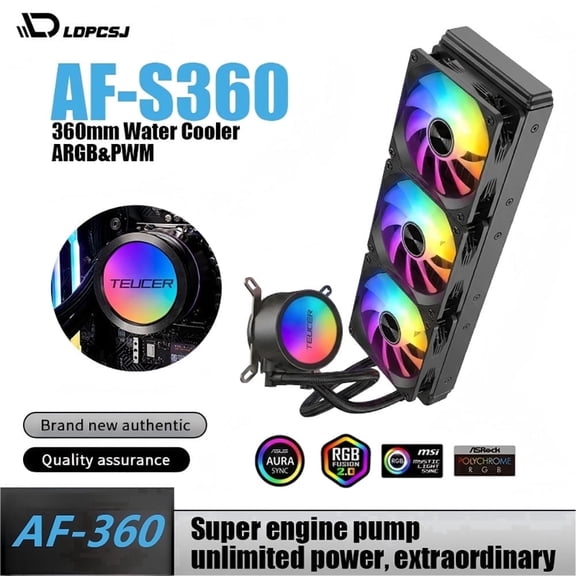 LDPCSJ AF-S360 360mm ARGB Liquid CPU Cooler with PWM Fans, All-in-One Water Cooling System for Gaming PC, Intel & AMD