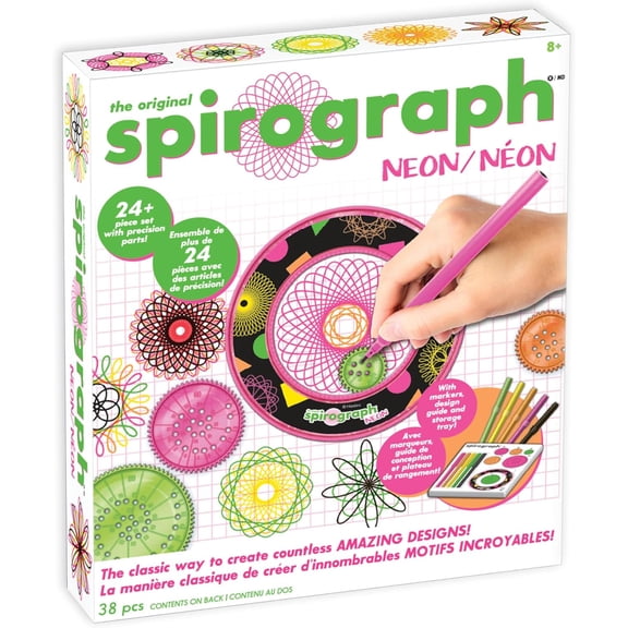 NEON Drawing Set for Kids Ages 8+ Spiral Art Kit with Neon Markers and Design Sheets, Screen-Free Arts and Crafts Activity