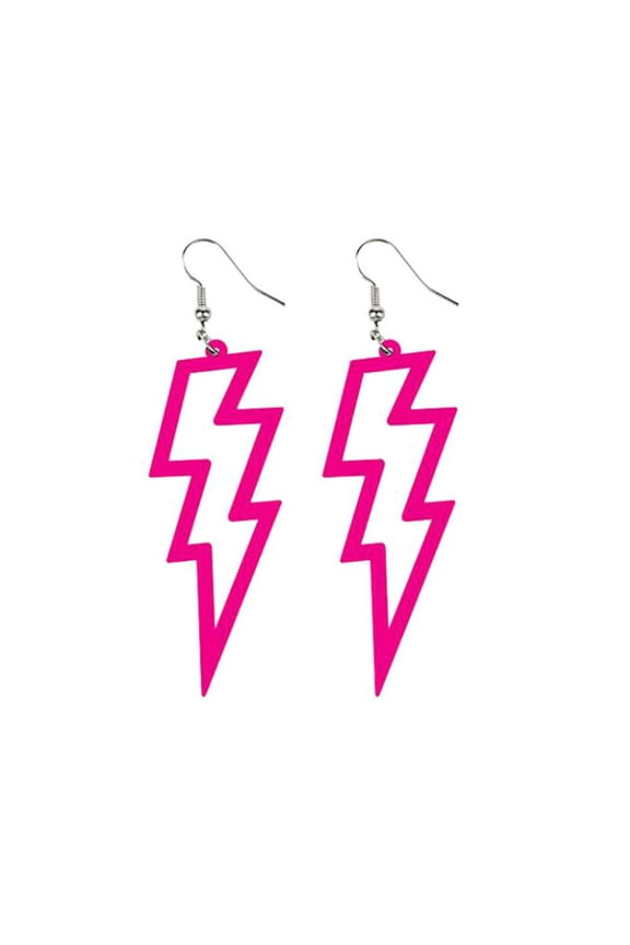 NEON LIGHTNING Flash Earrings Funky Kitsch 80s 90s PunkRock Bolt Celebrations UK H1I3