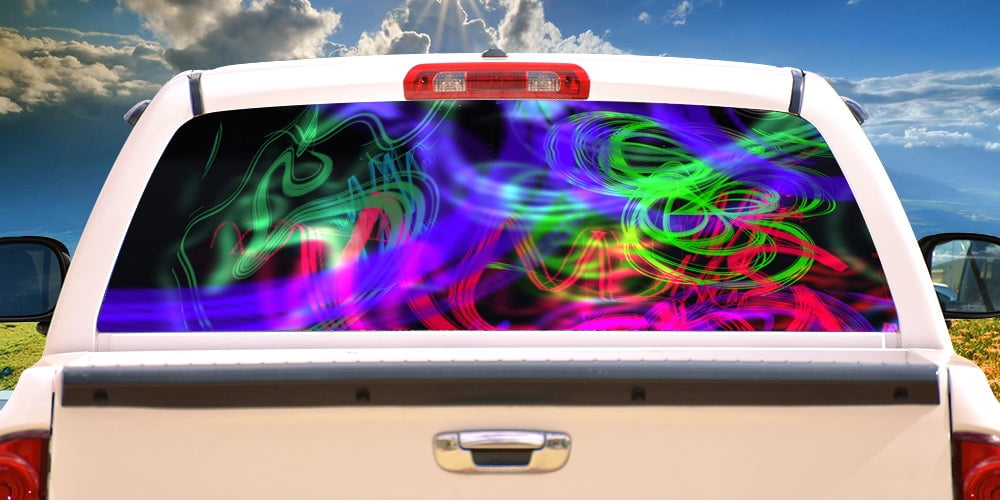 Neon Rear Windshield Stickers NEON WAVES Rear Window Graphic back truck decal suv view thru vinyl ...