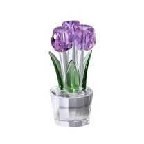 NEONWE Crystal Tulips Flower Figurines, Mini Glass Bouquet Collectible Figurines Home Decor Keepsake Gifts for Women Mom