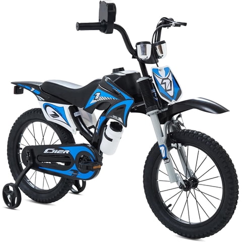 NEORIVER 12 Inch Motocross Style Kids Bike – Training Wheels, Sound Horn, Number Plate & Dashboard Included – Easy Assembly – Ages 3-12 Boys Girls