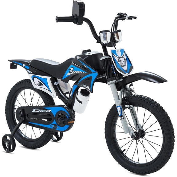 NEORIVER 16 Inch Motocross Style Kids Bike – Training Wheels, Sound Horn, Number Plate & Dashboard Included – Easy Assembly – Ages 3-12 Boys Girls