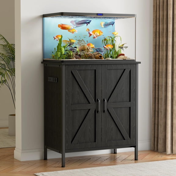 NEORIVER 20 Gallon Fish Tank Stand with Power Outlets, Aquarium Stand with Cabinet, Reptile Tank Turtle Terrariums Table for Fish Tank, 27.5" L x 15.7" W, 350LBS Capacity