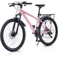 thumbnail image 1 of NEORIVER 24 Inch Mountain Bike, 21-Speed All-Terrain Bicycle with Suspension Fork, Dual Disc Brakes, Rear Rack & Internal Cable Routing, 1 of 8