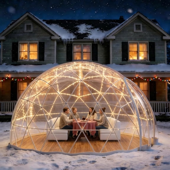 NEORIVER Garden Dome Tent, Outdoor TPU Geodesic Dome Bubble Greenhouse, 2-8 Person Clear View Igloo Tent with 2 Ventilation Windows, for Camping, Parties & Backyard(12 x 7.2 FT)