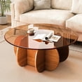 thumbnail image 1 of NEORIVER Round Glass Coffee Table,31.5" Modern Coffee Table with Glass Top and Wood Base,Unique Circle Center Table for Living Room, Small Space Coffee Table for Apartment & Office, 1 of 6
