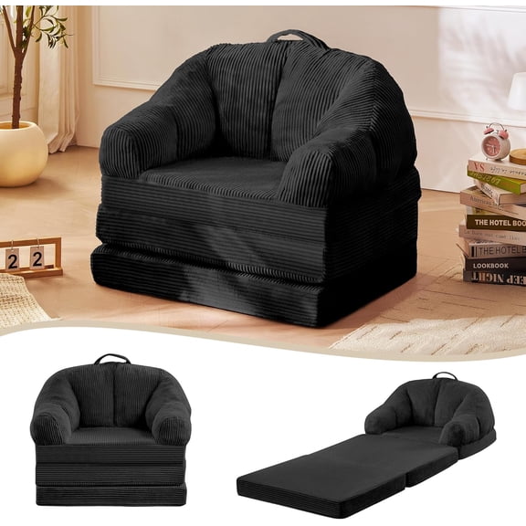 NEORIVERE Folding Sofa Bed 3-in-1, Convertible Boneless Couch with Handle – Floor Lounger Sleeper Chair for Adults, Single Sofa for Living Room or Bedroom