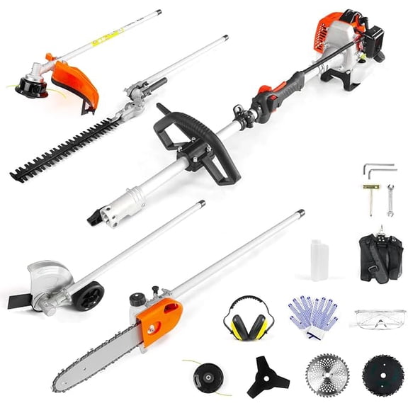 NEOTEC 26cc Gas Powered Weed Eater Wacker, String Trimmer, Brush Cutter | 6 in 1 Gas Power Lightweight Grass Trimmer , 2-Stroke Gas String Hedge Trimmer, Edger, Pole Saw Chains