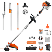 NEOTEC 52CC Gas Powered Weed Trimmer, 6-in-1 Multi Functional Garden Tool with 2-Stroke Engine, Hedge Trimmer, Brush Cutter, Lawn Mower, Grass Cutter and Edger Attachments for Yard Maintenance