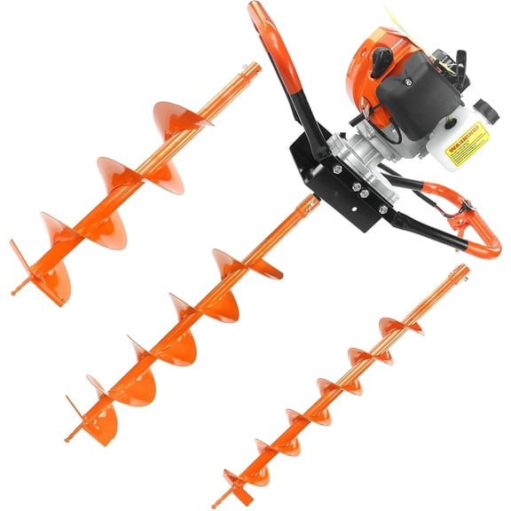 NEOTEC 52CC Ice Auger Post Hole Digger Drill 2-Stroke Gas Powered 4" 6" 8" Earth Auger Drill Bits, Garden Tools Petrol Drill Borer for Garden Lawn Ice Fishing