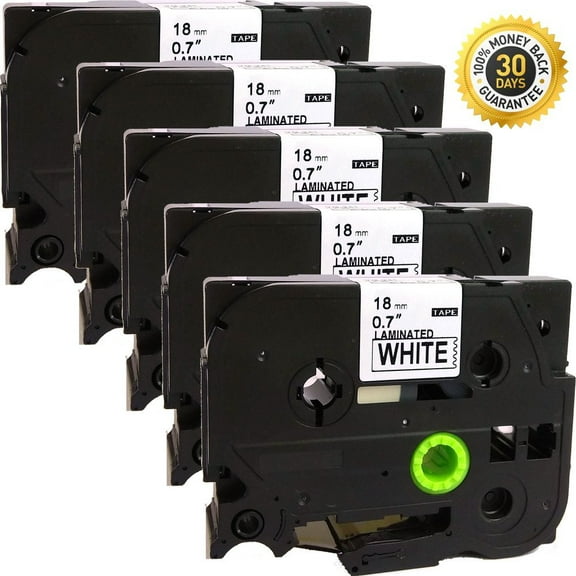 NEOUZA 5PK Compatible For Brother P-Touch Laminated Tze Tz Label Tape Cartridge 18mm x 8m (TZe-241 Black on White)