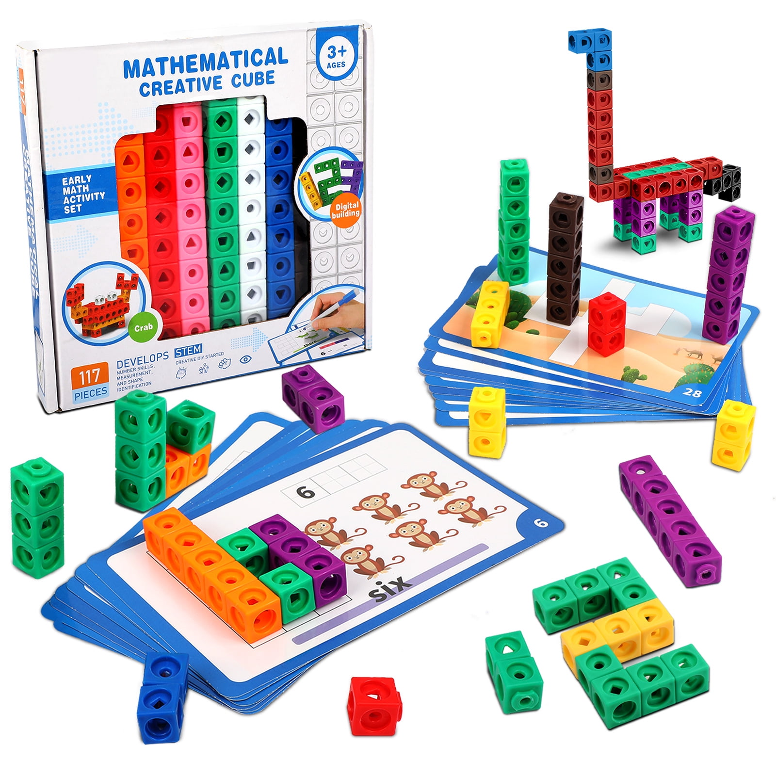 NEOWEEK 117 Pcs Linking Math Cubes, Numberblocks with 16 Activity
