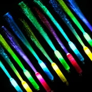 NEOWEEK 12 Pcs Glow Fiber Optic Wands, Light up Multi-color Fiber Sticks with 3 Lighting Modes, LED Flashing Sticks for Party Favors