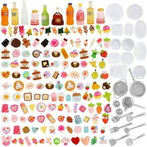 NEOWEEK 150 Pcs Miniature Play Food Drink Bottle Toy for Dolls, Dollhouse Kitchen Accessories Set