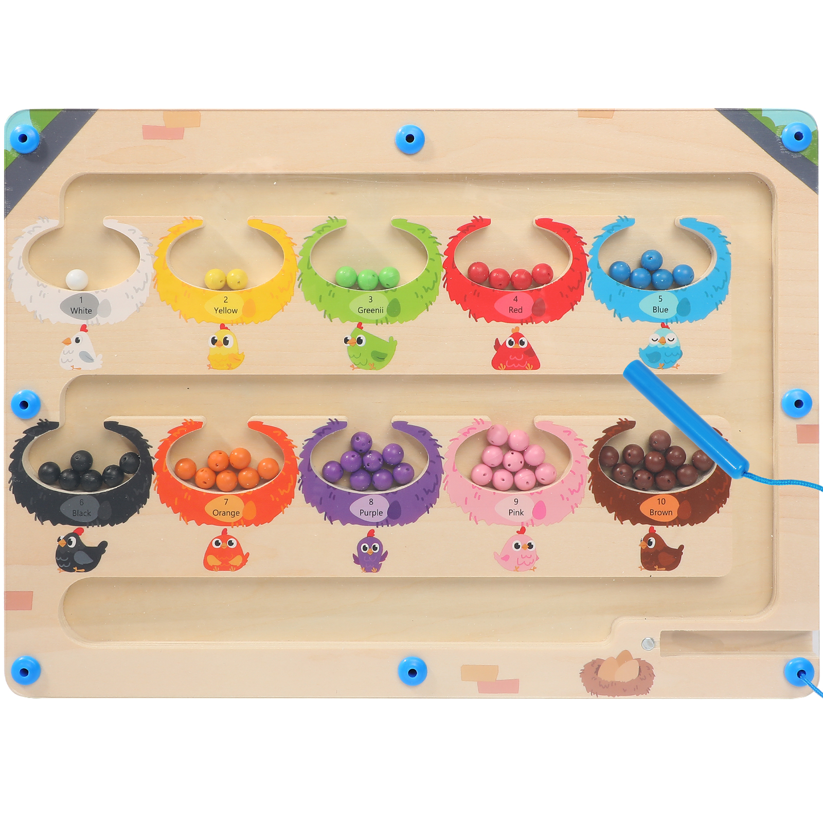 NEOWEEK Color and Number Maze for Toddlers Aged 3 4 5, Wooden