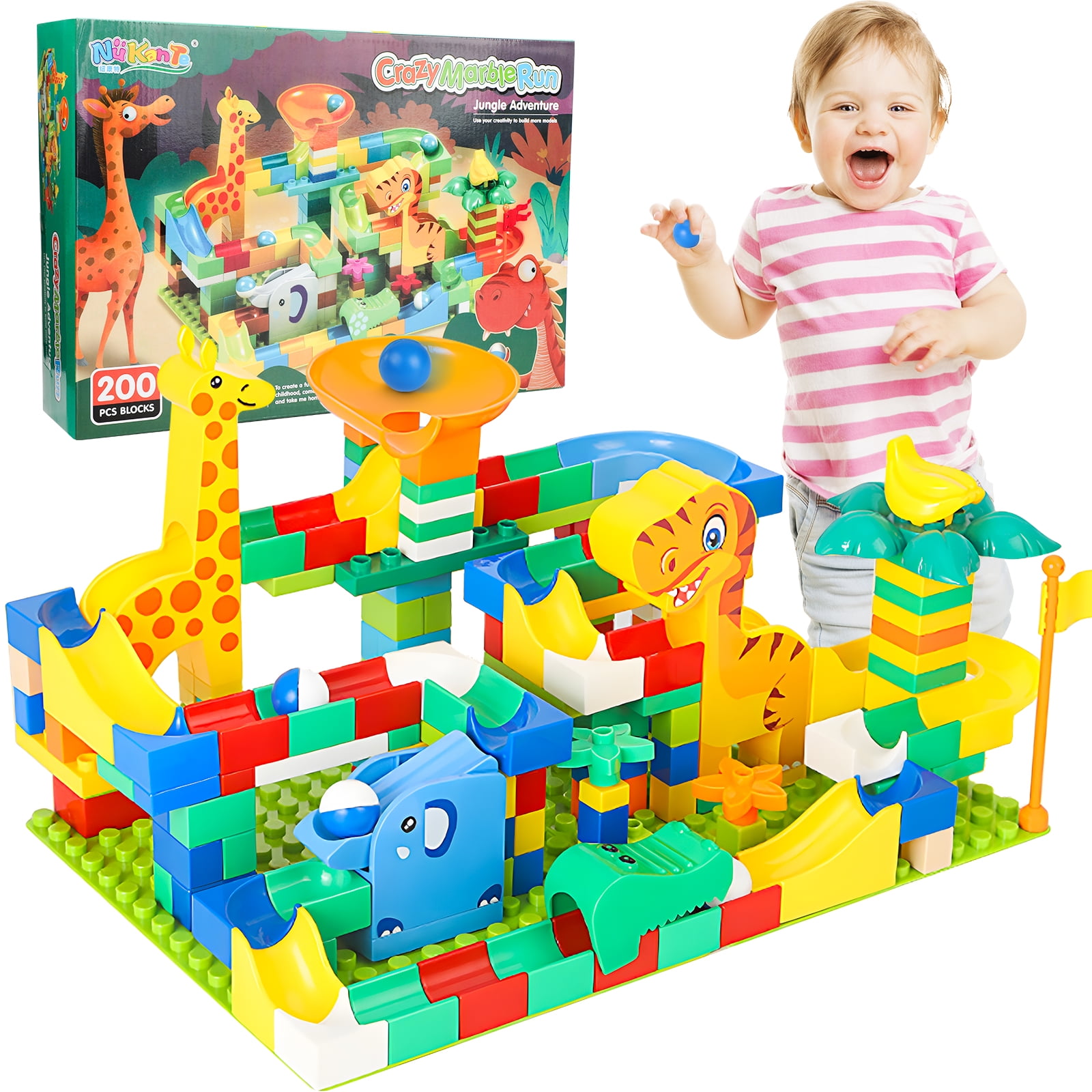 NEOWEEK Marble Run Building Blocks for Kids 3 4 5 6 Years Old, 202 Pcs