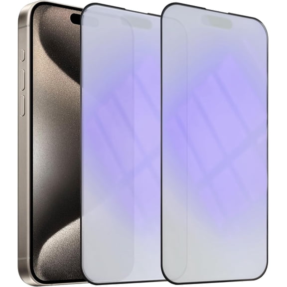NEOYFC for 2 Pack Anti-Glare Blue Light Blocking Screen Protector for iPhone 15 Pro Max, Anti Blue Light Eye Protection Tempered Glass Film 6.7", Matte Finish, Smooth Feel & Sensitive Touch