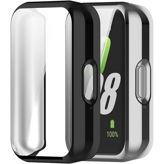 NEOYFC for [2 Pieces] Case Compatible with Samsung Galaxy FIT 3, Black High Transparency All-Round Protective Case with Screen Protector, [Anti-Smudge] [Scratch-Resistant] TPU Black Silver