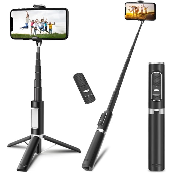 NEOYFC 3 in 1 Phone Tirpod, Selfie Stick and Phone Holder, iPhone Tripod with Remote Control, Lightweight Travel Tripod for Selfie Video Recording Vlog, Compatible with 4 to 7 inch iOS/Android.