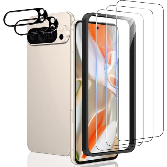 NEOYFC for [3+2 Pack] for Google Pixel 9 Pro XL Screen Protector and Camera Lens Protector, Fingerprint Unlocking, 9H Hardness Tempered Glass High Definition Scratch and Shatterproof