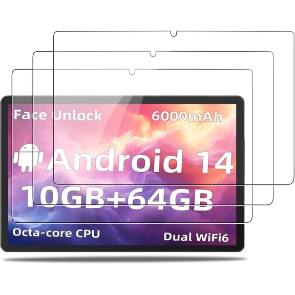 NEOYFC for [3 Pack] Screen Protector for 10 inch Android 14 Tablet, HD Tempered Glass,9h Hardness,Scratch,Anti-Fingerprin,Tempered Glass Film Guard for 10inch Tablet