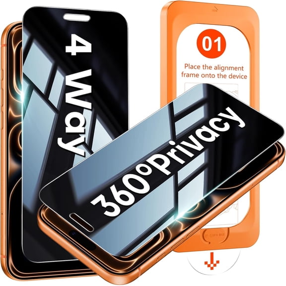 NEOYFC for 360 Privacy Screen Protector for iPhone 17 Pro Max [4 Way Anti-Spy], TOP Tempered Glass with 9H+ Hardness & 12FT Military Grade Shatterproof, Total Privacy Shield, Full Coverage