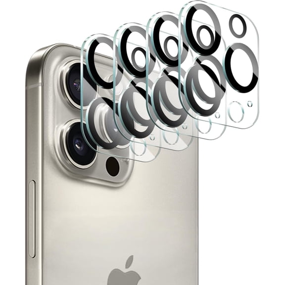 NEOYFC for 4-Pack Camera Lens Protector for iPhone 16 Pro Max, 9H Tempered Glass Camera Cover Screen Protector Accessories, HD Clarity, Anti-scratch, Case Friendly, Shockproof Full Protective