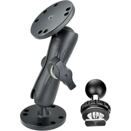 NEOYFC Ball Mount for Garmin Striker 4,Double AMPS Round Plates,1" Ball Fit for RAM ,Drill Base for Fish Finder,GPS Chartplotter Holder, T-Bolt Track Mount for Kayak Boat Marine