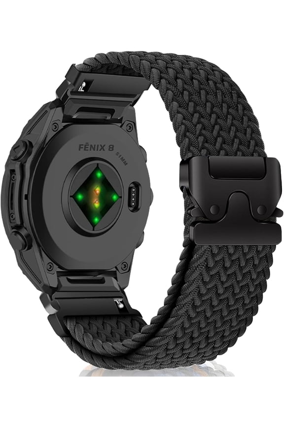 for Band for 51mm of Garmin Fenix 8 Pro/Quatix 8/Tactix 8/D2 Mach 2, 26mm QuickFit Stretchy Braided Nylon Sport Strap for Garmin Fenix 7X/7X Pro/6X, D2 Mach 1 Pro, Enduro 3/2 - Black