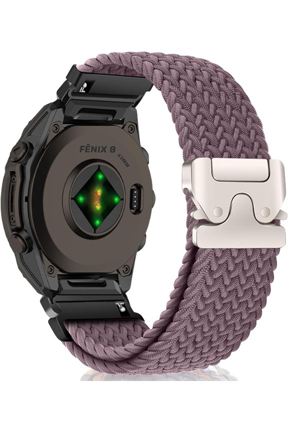for Bands Band for Garmin Fenix 8 43mm/Descent Mk3S/Descent Mk3Si/Garmin Fenix 7S Pro Solar/Fenix7S, 20mm Nylon Sport Strap for Fenix6S/6S Pro Stretchy Braided - Smoky Purple