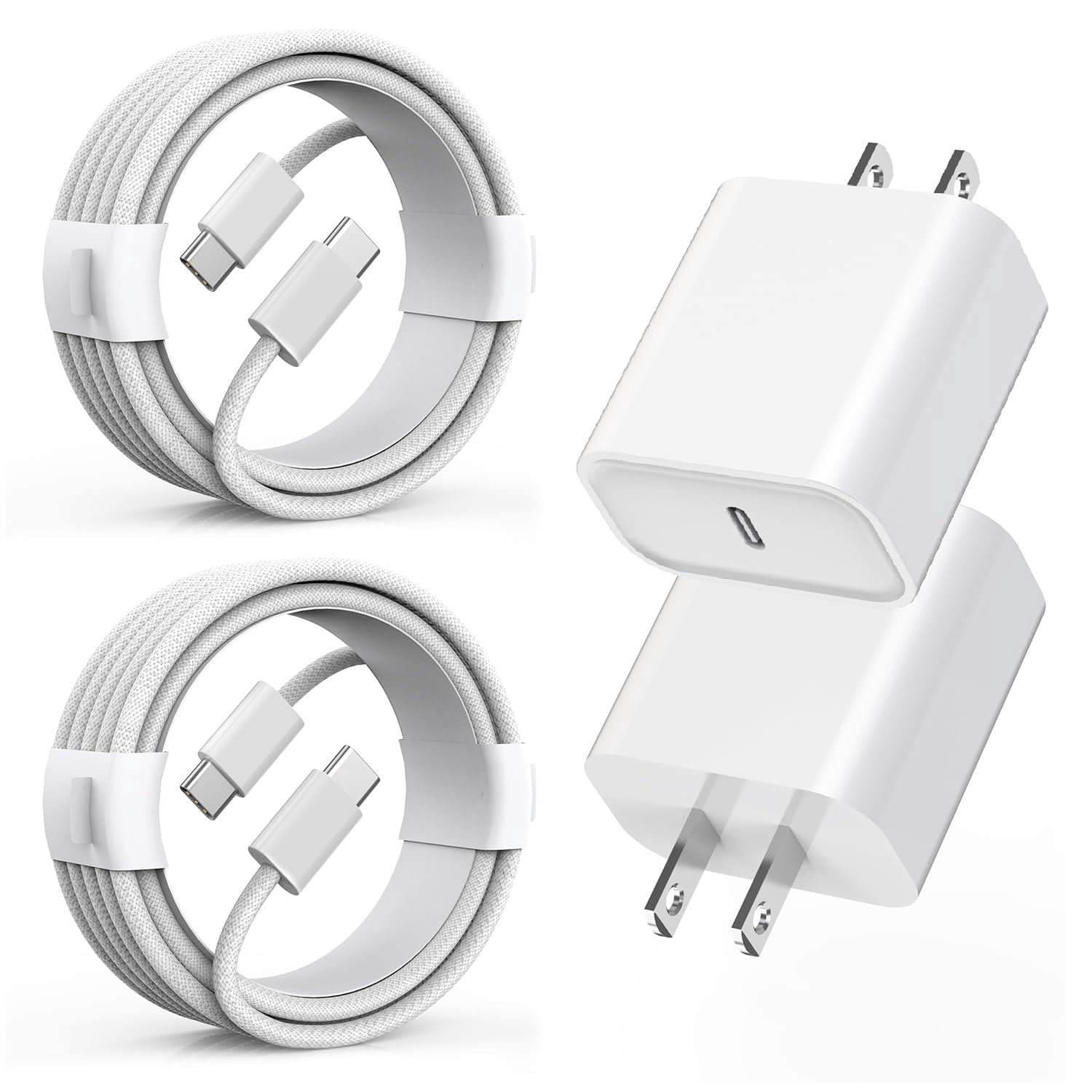 NEOYFC for Charger for iPhone 16e Charge Fast Charging, 20W USB C PD Wall Adapter 2-Pack 6FT Type C to C i Phone 15 Charging Woven Cable Cord
